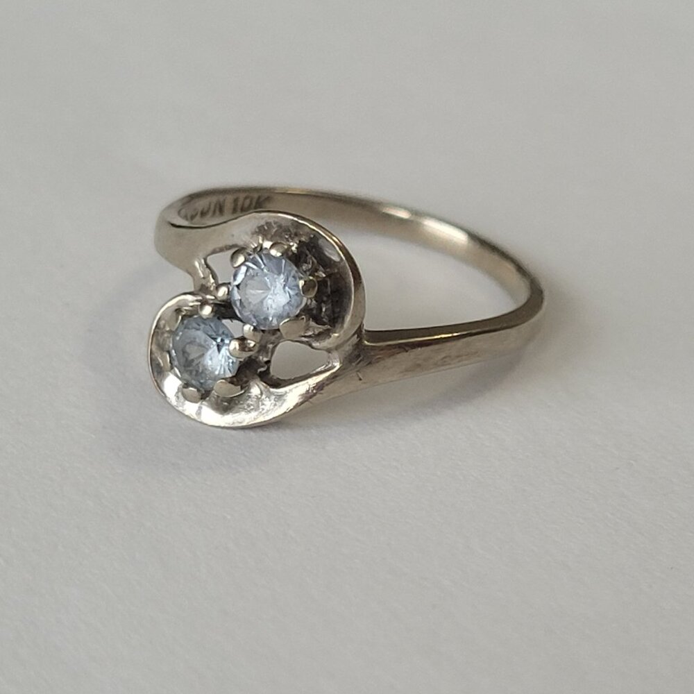 1960s Blue Topaz Ring 10k Vintage White Gold Dason December Birthstone - Picture 6 of 15